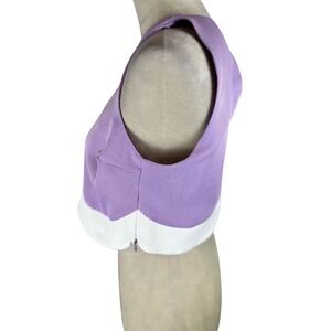 Aureum Purple White Colorblock Wave Hem Sleeveless Crop Top Womens Small